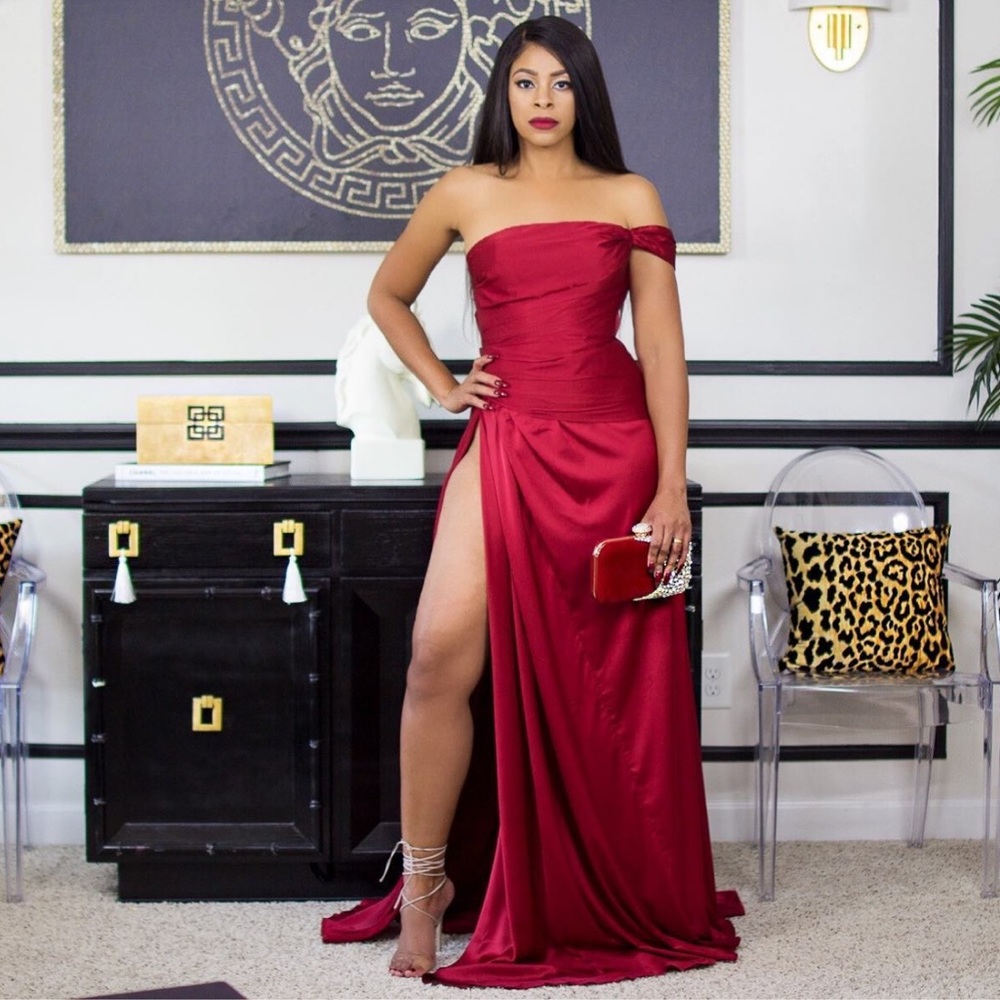Red Side Slit Gown Size S